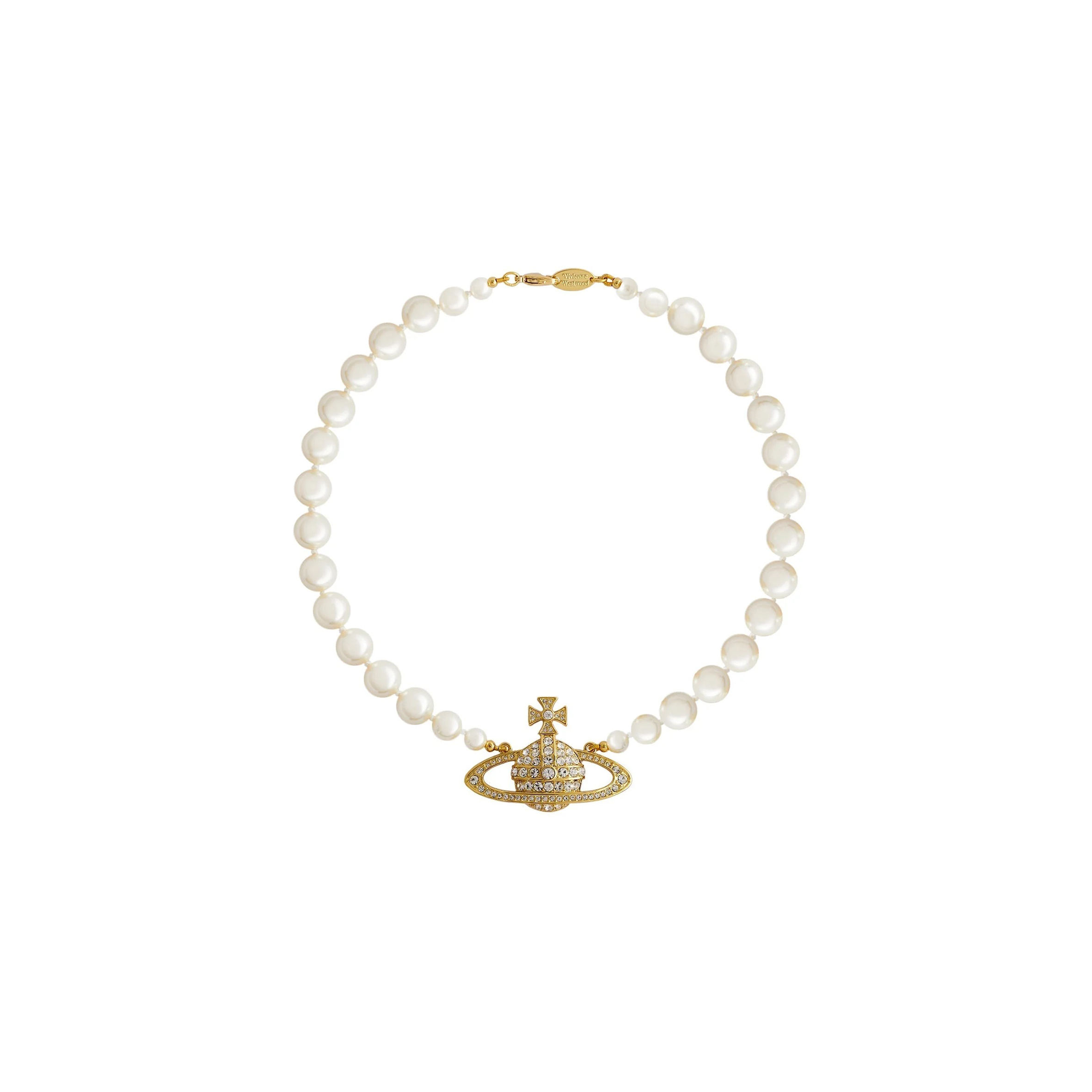 VIVIENNE WESTWOOD ONE ROW PEARL CHOKER NECKLACE 